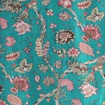 Green Floral Cotton Fabric by Yard Indian Block Print