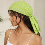 Green & White Check Print 100% Cotton Bandana