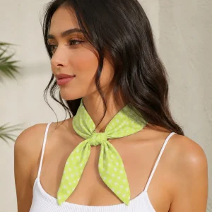 Green & White Check Print 100% Cotton Bandana - Image 3