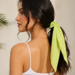 Green & White Check Print 100% Cotton Bandana - Image 2