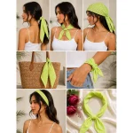 Green & White Check Print 100% Cotton Bandana - Image 8
