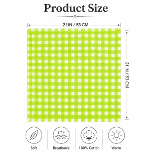 Green & White Check Print 100% Cotton Bandana - Image 9