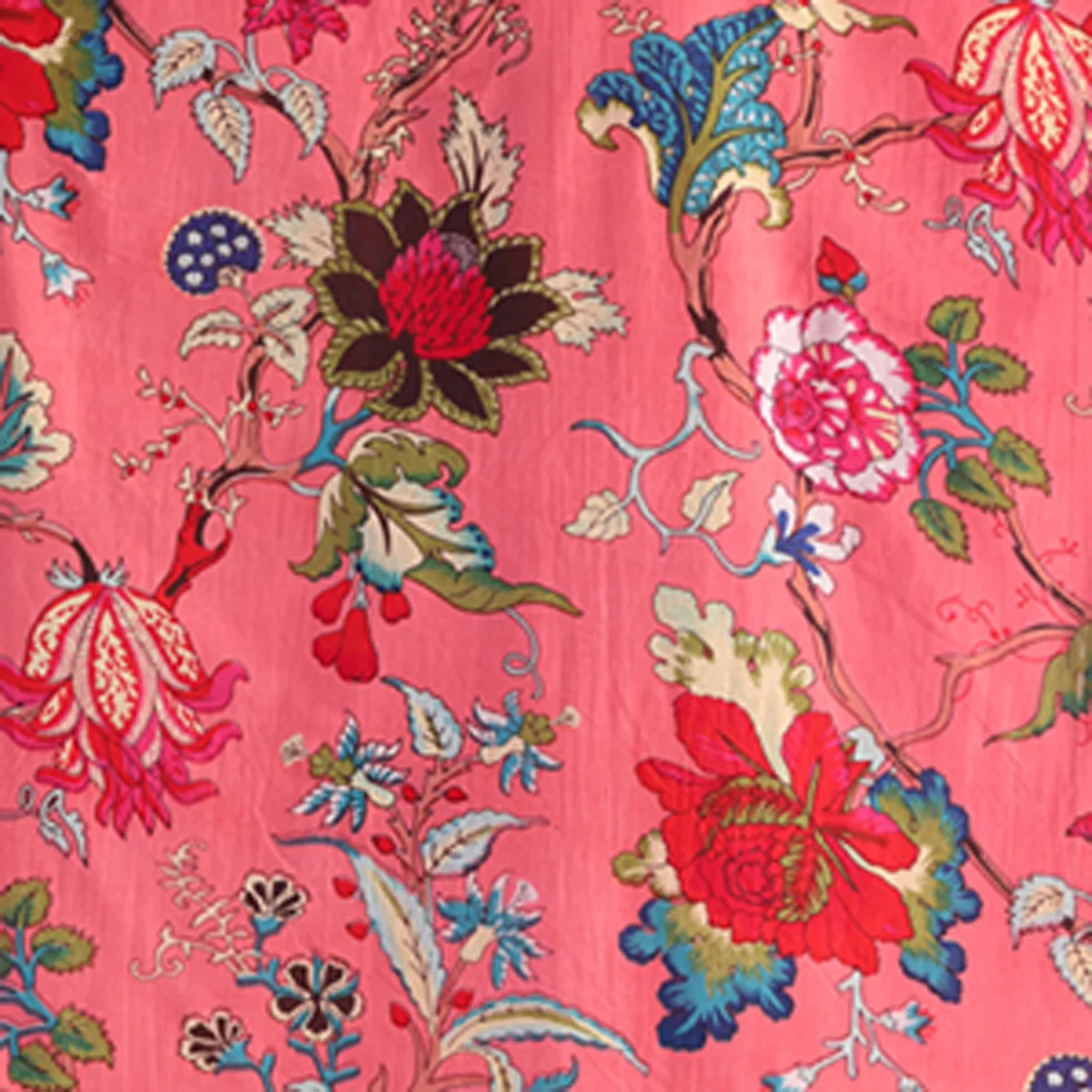 hand-block-print-cotton-fabric-coral-pink-kurti-suit-sewing-cloths SPCF-395 (1) Hand Block Print Cotton Fabric Coral Pink Kurti Suit Sewing Cloths - Image 1