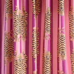 Hand Block Tiger Print Pink Stripe Cotton Fabric - Image 2