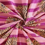 Hand Block Tiger Print Pink Stripe Cotton Fabric - Image 4