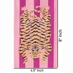 Hand Block Tiger Print Pink Stripe Cotton Fabric - Image 5