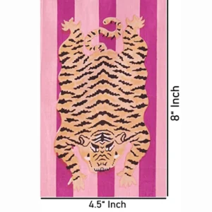 Hand Block Tiger Print Pink Stripe Cotton Fabric - Image 5