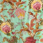Handmade Green Floral Print Cotton Fabric for Dressmaking & Sewing - Image 2