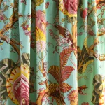 Handmade Green Floral Print Cotton Fabric for Dressmaking & Sewing
