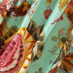 Handmade Green Floral Print Cotton Fabric for Dressmaking & Sewing - Image 3