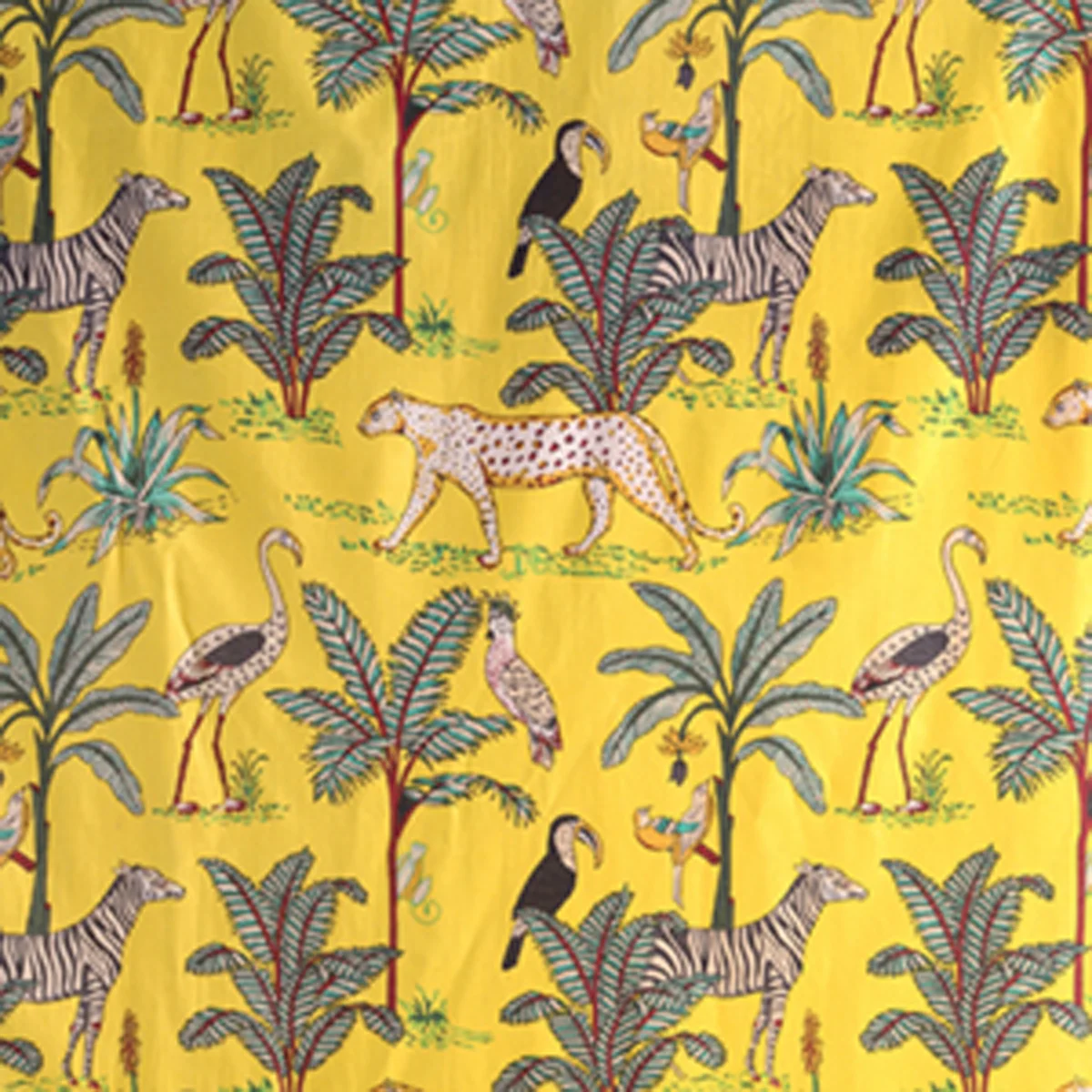 handmade-green-floral-print-cotton-fabric-for-dressmaking-sewing SPCF-401 (1) Yellow Forest Print Cotton Fabric Women Kurti Material - Image 1
