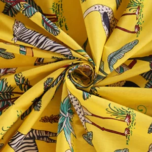 Yellow Forest Print Cotton Fabric Women Kurti Material - Image 4