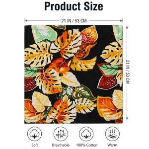 Indian Handmade Black Palm Leaf Cotton Bandana 21" - Image 9