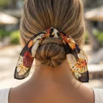 Indian Handmade Black Palm Leaf Cotton Bandana 21" - Image 2