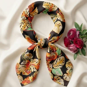 Indian Handmade Black Palm Leaf Cotton Bandana 21" - Image 7