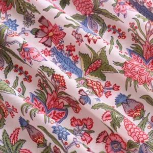 Indian Handmade Floral Printed Cotton Fabric 2.5 Yard - Image 3