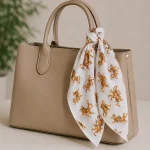 Indian Handmade White Tiger Print Cotton Bandana 21" - Image 4