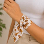 Indian Handmade White Tiger Print Cotton Bandana 21" - Image 5
