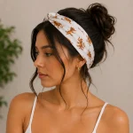 Indian Handmade White Tiger Print Cotton Bandana 21" - Image 7