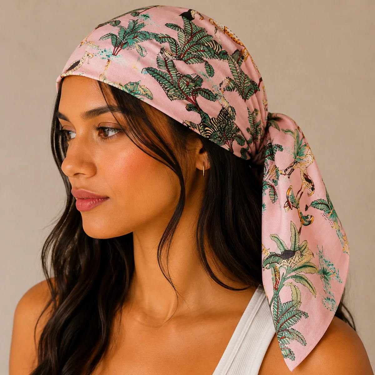 indian-pink-forest-safari-print-cotton-bandana-for-women BCS-17 (1) Indian Pink Forest Safari Print Cotton Bandana For Women - Image 1