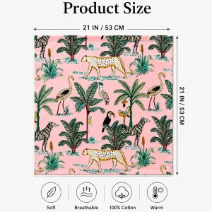 Indian Pink Forest Safari Print Cotton Bandana For Women - Image 8