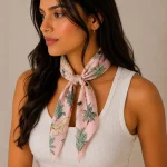 Indian Pink Forest Safari Print Cotton Bandana For Women - Image 3