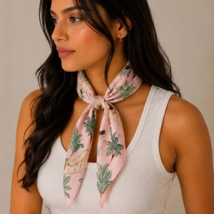 Indian Pink Forest Safari Print Cotton Bandana For Women - Image 3
