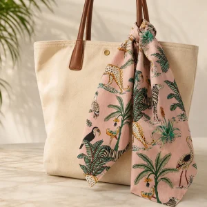 Indian Pink Forest Safari Print Cotton Bandana For Women - Image 4