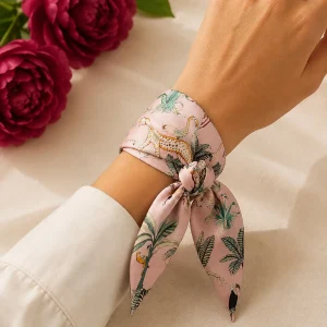 Indian Pink Forest Safari Print Cotton Bandana For Women - Image 5
