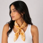 Mustard Yellow Shibori Tie-Dye 100% Cotton Bandana For Women's - Image 3