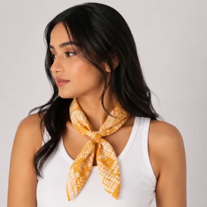 Mustard Yellow Shibori Tie-Dye 100% Cotton Bandana For Women's - Image 3