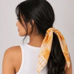 Mustard Yellow Shibori Tie-Dye 100% Cotton Bandana For Women's - Image 2