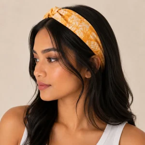 Mustard Yellow Shibori Tie-Dye 100% Cotton Bandana For Women's - Image 6