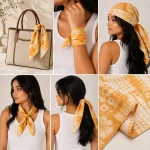 Mustard Yellow Shibori Tie-Dye 100% Cotton Bandana For Women's - Image 8