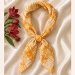 Mustard Yellow Shibori Tie-Dye 100% Cotton Bandana For Women's - Image 7