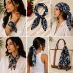 Navy Blue Monkey & Jungle Floral 100% Cotton Bandana (21" x 21") - Image 10