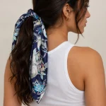 Navy Blue Monkey & Jungle Floral 100% Cotton Bandana (21" x 21") - Image 2