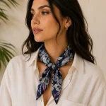 Navy Blue Monkey & Jungle Floral 100% Cotton Bandana (21" x 21") - Image 3