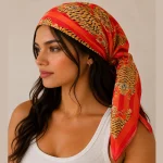 Orange Tiger Striped Cotton Bandana - Hair Wrap & Neck Scarf
