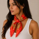 Orange Tiger Striped Cotton Bandana - Hair Wrap & Neck Scarf - Image 3