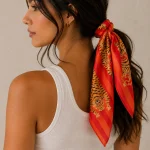 Orange Tiger Striped Cotton Bandana - Hair Wrap & Neck Scarf - Image 2