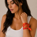 Orange Tiger Striped Cotton Bandana - Hair Wrap & Neck Scarf - Image 5