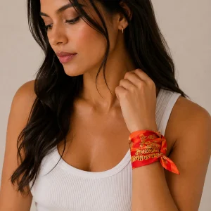 Orange Tiger Striped Cotton Bandana - Hair Wrap & Neck Scarf - Image 5