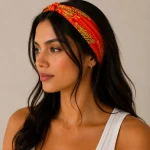 Orange Tiger Striped Cotton Bandana - Hair Wrap & Neck Scarf - Image 6