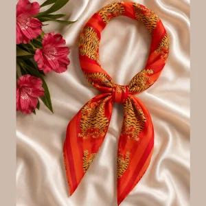 Orange Tiger Striped Cotton Bandana - Hair Wrap & Neck Scarf - Image 7
