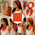 Orange Tiger Striped Cotton Bandana - Hair Wrap & Neck Scarf - Image 8
