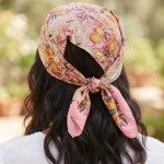 Pink Cotton Bandana 21" Eagle Bird Print Square Scarf