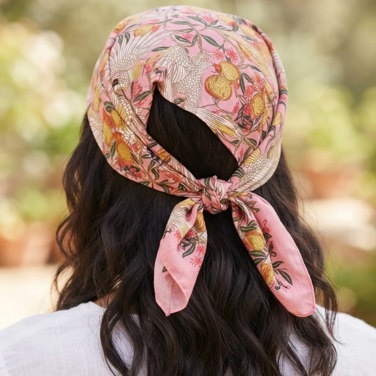 pink-cotton-bandana-21-eagle-bird-print-square-scarf BCS-32 (1) Pink Cotton Bandana 21" Eagle Bird Print Square Scarf - Image 1