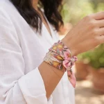 Pink Cotton Bandana 21" Eagle Bird Print Square Scarf - Image 5