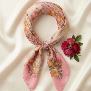 Pink Cotton Bandana 21" Eagle Bird Print Square Scarf - Image 8